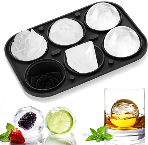 Isbitsform, isbitsbehållare, ros/kula/diamant isbitsform – 3D rosenform isbitsbrickor, isbitsformar för whisky bourbon, 6-håls stora roliga formbrickor