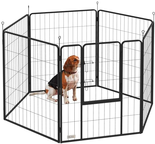 PawHut Parc pour Chien, enclos Chien 6 Panneaux modulable et Pliable, enclos Portable en Acier 100H cm avec Porte, clôture pour Chat, Chiens de Petit Taille, intérieur et extérieur, Gris