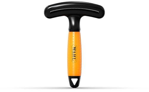 Wahl Double Row Rake - Spazzola per Cani e Gatti, Spazzola 2 in 1, Strumenti per la toelettatura, rimuove i peli Morti, Non Si impiglia, Manico in Gel, Arancione