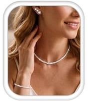 ADRAMATA Silver Jewellery Sets for Women Tennis Necklace Bracelet Hypoallergenic Chockers Necklace CZ Bracelet Earrings Studs Set for Party Prom Accessories Costume Wedding Jewellery