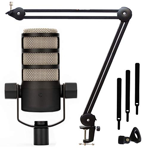 Rode Podmic professionelles Podcast-Mikrofon + keepdrum MS138 Mikrofonarm Tisch-Stativ