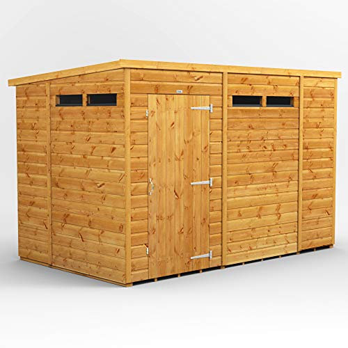 Power Sheds 10 x 6 wooden security shed. 10x6 pent wooden garden shed.