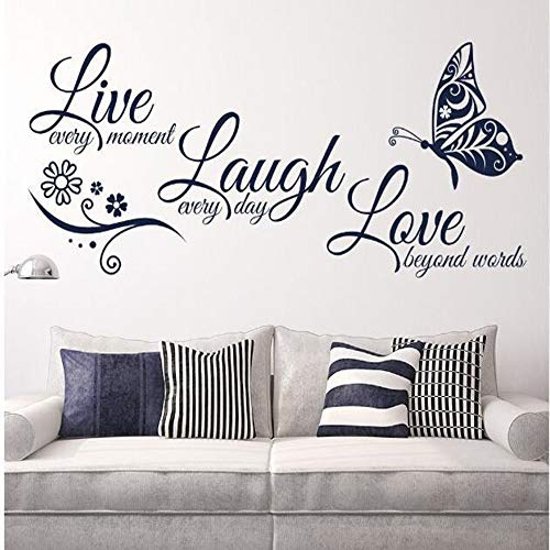 Kiddale Live Love Laugh Family Inspirational Quotes Wall Stickers, Black