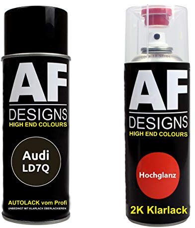 Vernis Voiture Pulvérisation Kit pour Audi LD7Q Serpentine Gris Métallisé 2K Vernis Transparent Basislack Aérosol Spray 2x400ml