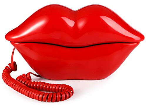 Suwimut Red Mouth Telephone, Wired Novelty Cute Sexy Lip Phone, Gift Real Corded Cartoon Shaped Landline Phone Desk Corded Phones for Home Hotel Office Shop Party Decor