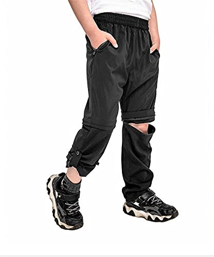 HARGLESMAN Boys Cargo Pants Kids' Casual Outdoor Lightweight Quick Dry Waterproof Hiking Climbing Convertible Trousers Comfortable Scount Cloth Bottom Grey Large