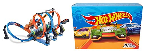 Hot Wheels Corkscrew Crash Track Set [Amazon Exclusive] & DXY59 20er Pack 1:64 Die-Cast Fahrzeuge Geschenkset, je 20 Spielzeugautos, zufällige Auswahl, ab 3 Jahren [Exklusiv bei Amazon]