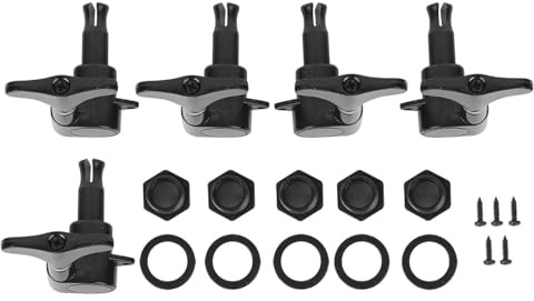 Accordeurs de Basse Gauche 2 Droite 3, Bouton de Corde 5 Cordes en Alliage Scellé Chevilles de Réglage de Guitare Basse Touches, Accordeurs de Tête de Machine pour Basse (Noir)