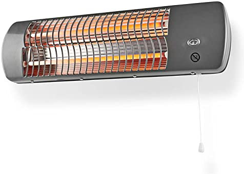 Ex-Pro Wall Mounted Electric Quartz Bathroom Heater, 1200W, IPX4 Waterproof, 2 Heat Settings, for Garage Workshop Laundry Room