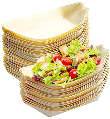 Lovesmile Fingerfood Schalen, 100 Stück Einwegschalen, 17 x 8 cm Essbare Schälchen, Bootsform Fingerfood, Schälchen Ideal für Fingerfood Würstchen Pommes Sushi Donuts Warme und Kalte Gerichte