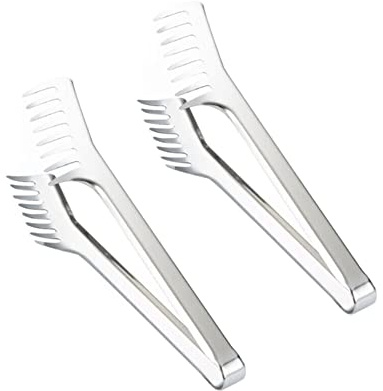 2 Pack Stainless Steel Pasta Tong, Large 9.4 Stainless Steel Spaghetti Serving Tongs, Comfortable Grip Design Pasta Server Utensil for Noodles Bread Kitchen Cooking Baking Tools