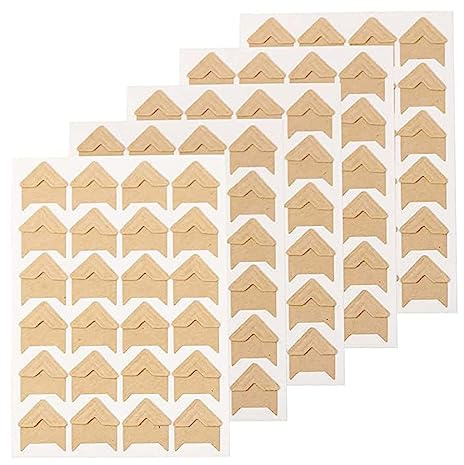 Photo Corners for Scrap Book, 120 Pcs Self-Adhesive Photo Corners, Photo Stick Corners, Photo Mounting Corners, Picture Corners Stickers Pictures Albums Scrapbook DIY Craft Picture Edge Stickers/Brown