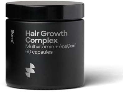 Sons Hair Growth Supplement - Multi-Vitamin Supplement & Minerals with Anagain, Marine Collagen & Biotin - Natural Ingredients to Promote Healthier Hair, 1 Month (60 Capsules). Made in Europe