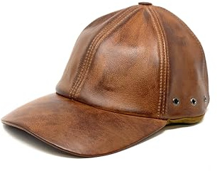 Albsales Baseball Cap Leder Outdoor Biker Kappe Lederkappe Käppi Unisex (DE/NL/SE/PL, Alphanumerisch, Einheitsgröße, Redish)