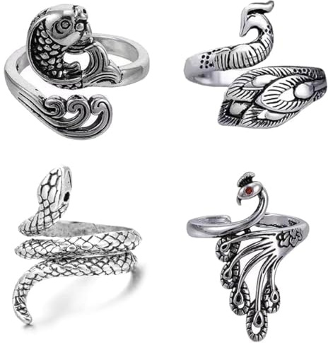 ZOKJSW 4 pcs Anillos de Tejer Ajustables de Ganchillo Soporte Hilo Dedal Abierto Anillo Trenzado Dedal de Tejer Anillo Ajustables Soporte Guía de Hilo de Pavo Real para Tejer Más Rápido