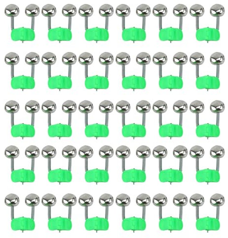 Helweet Pêche Cloche, Alarme de Pêche, 30 Pièces Cloche de Pêche en Métal, Accessoires de Pêche, Clips de Cloche de Pêche, Portable, pour la Pêche en Plein Air Canne à Pêche Double Cloches