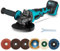 Meuleuse D'angle, Meuleuse sans Fil Compatible avec Makita Batterie 18V, 10,000 tr/min Moteur Brushless, Professional Disqueuse, Disque Ø 125 mm avec Poignée Auxiliaire, pour le Meulage et la Coupe