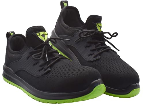 Scan Viper S1P Rated Safety Trainer, Steel Toe Cap, Slip Resistant Soles, Breathable & Lightweight Protective Shoe - Size UK 8 EUR: 42