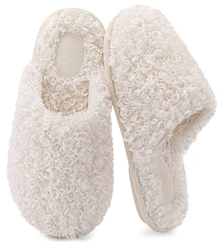 RockDove Women's Twirl Fleece Fuzzy Slipper, Size 3/4 UK Women, White