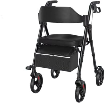 SFKLYU Déambulateur Tout Terrain Pliable en Aluminium avec Poignées et Dossier Réglables en Hauteur, pour Personnes Âgées et Adultes,A1