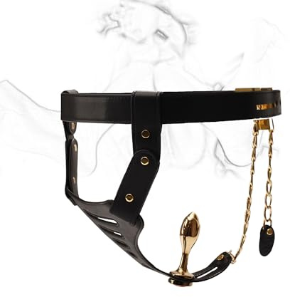 TRQOYTU Gabbia Di Castità Pantaloni Di Castità Cintura Di Castità Con Plug Anale Dildo Anale Pene Fetish Estremo Bondage Gabbia Di Castità Gabbia Di Castità Dispositivo Di Castità BDSM Giocattolo