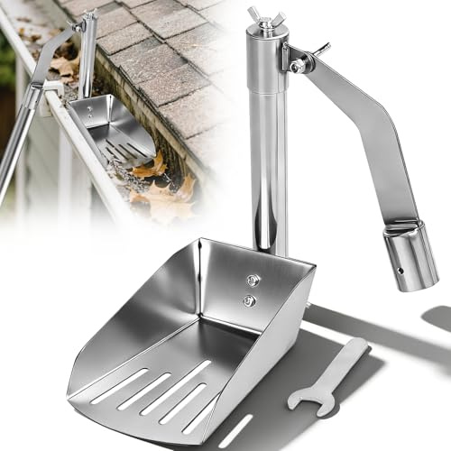 Dachrinnenschaufel Traufschaufel Edelstahl Werkzeuge zur Dachrinnenreinigung mit Komfortgriff und Schlüssel für Gartengräben Haus und Außenreinigung Gartenvillen Fallrohre Und Dachrinnen Villen