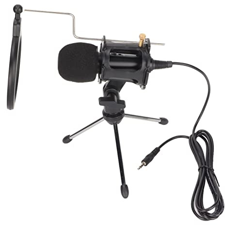 BONKZEBU Kondensatormikrofon Professional Cardioid Studio Mic Kit för Inspelning, Streaming, Podcasting för Förstärkare Högtalare Svart