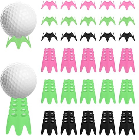 Rusokufo 30 Piezas Tees De Golf De Plástico, 15 Cortos Y 15 Largos, para Entrenamiento En Simulador Interior Y Exterior con Alfombrilla, Ideal para Principiantes Y Aficionados