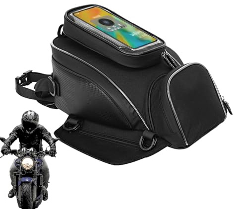 Borsa per serbatoio moto - Pacchetto di stoccaggio carburante magnetico impermeabile, supporto telefono per touchscreen | Sistema di equipaggiamento da moto heavy duty con capacità di montaggio sicuro