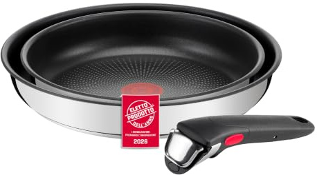 Lagostina Ingenio Inox, Set di Padelle, Antiaderente, 3 Pezzi