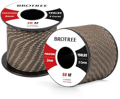 Brotree Paracord 2mm 30M 100% Nylon Seil mit 3 Kern Schnur für Outdoor, Armband, Hundeleine - Bruchlast 90kg (Wald Tarnung)