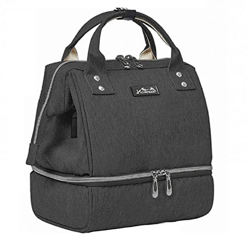Viedouce Baby Wickeltasche Rucksack, Wickelrucksack klein, Milchpumpe Tasche, Picknicktasche, Lunchtasche Isolierte, Multifunktional Reise Rucksack für Büro Camping(Schwarz,8L)