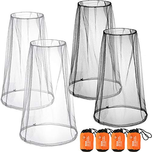 HESTYA 4 Pack Mosquito Net Face Mesh Net Protecting Head for Outdoor Hiking Camping Climbing Mosquito Fly Insects Preventing (Black, Gray,Big Size)