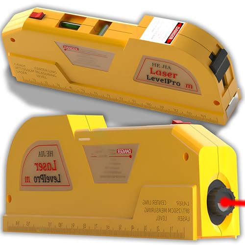 Retoo Nivel láser con regla de 250 cm y láser vertical, nivel de acero 16 cm pequeño, nivel láser, nivel láser, nivel vertical, nivel láser, nivel de cuerda, amarillo