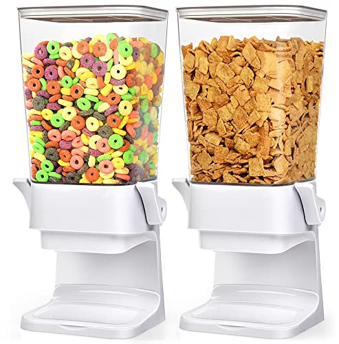 Mivvosakuki Doppelter Müslispender, Arbeitsplatte, große Müslibehälter, Aufbewahrungsspender für Speisekammer, trockene Lebensmittelspender, Reis, Süßigkeitenspender, Müsli (weiß, 2 Stück)