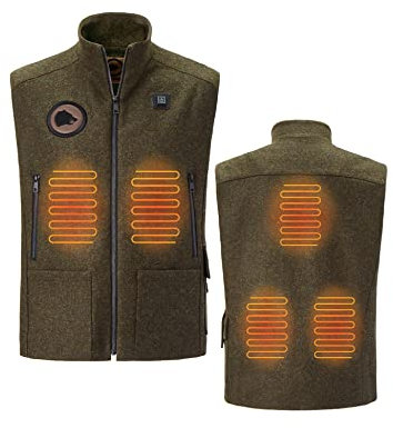 WE R WILD Beheizbare Weste - Premium Heizweste für Herren - Heizweste aus hochwertigem Loden - Wärmeweste mit Heizung - Winterweste (L, Grün)