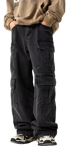 JNCO säckiga cargojeans för män - Y2K hiphop grunge lös passform streetwear