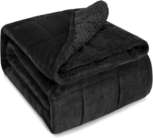 Sivio Manta Pesada 7 kg 150 x 200 cm, Sherpa Double Single, Suave y difusa cálida Sherpa Heavy Blanket para sofá, Cama, sofá de Peluche, Manta de Forro Polar, Negro