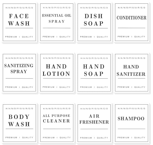 24 etiquetas impermeables para jabón, etiquetas de loción, reutilizables, para cocina, dispensador de jabón de manos, etiquetas de baño, calcomanías para champú y acondicionador, botellas de viaje