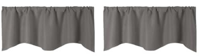 BHFZIAP 2 set di tende corte a pannello, mantovana, tinta unita, per finestre della cucina, grigio scuro, 132 x 46 cm