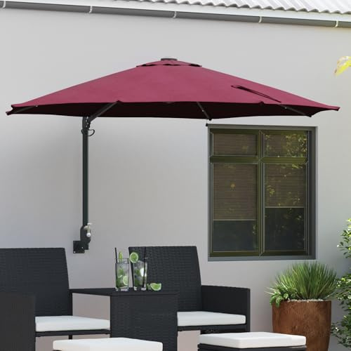 Générique Parasol Mural avec LEDs Bordeaux, 248 cm,Maison & Jardin,Pelouses & Jardins,Vie en extérieur,Parasols & voiles d'ombrage,Rouge,9.15 KG,42003247