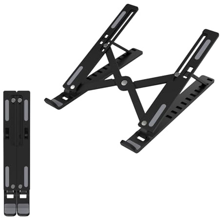 Laptop Stand for Desk, 10 Levels Height Adjustable ABS+Silicone Foldable Computer Stand, Portable Laptop Riser,Ventilated Cooling Notebook Stand for MacBook Air/Pro,10-15.6 inch Laptops and Tablets