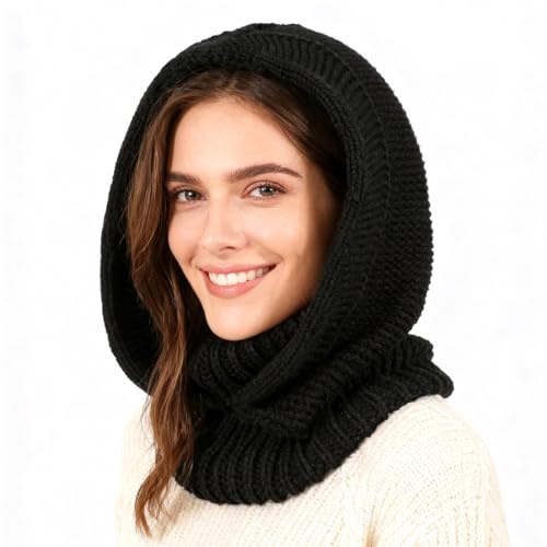 TAGVO Gorro de Punto para Mujer, Multifunción Gorro de Invierno de Moda Informal Elástico Cálido con Bufanda Larga, Balaclava Pasamontañas Térmico para Esquí Senderismo Correr Ciclismo Trabajando