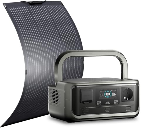 ALLPOWERS VOLIX P300 Generador Solar 300W(pico 600W)/256Wh,Batería LiFePo4,SAI<20ms,MPPT 110W max,Carga Rápida 80% en 1h,Incluye Flexible Panel Solar-100W,para Hogar Emergencias Exteriores,Barcos