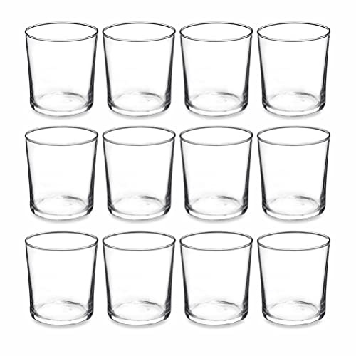 PMLAND Clear Glass Votive Candle Tealight Holders - Bulk Pack of 12