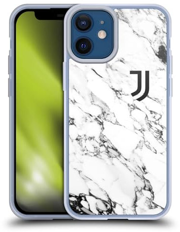 Head Case Designs Officially Licensed Juventus Football Club White Marble Gel Case [Military Grade Protection] Compatible with Apple iPhone 12 Mini and Compatible with MagSafe