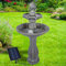 Gartenbrunnen Solarbrunnen Klassik-Garten Brunnen Vogelbad Wasserfall, Gartendeko mit Pumpe, Wasserspiel für Garten Terrasse, Balkon, Sehr Dekorativ, Led-Licht-Gartenleuchte