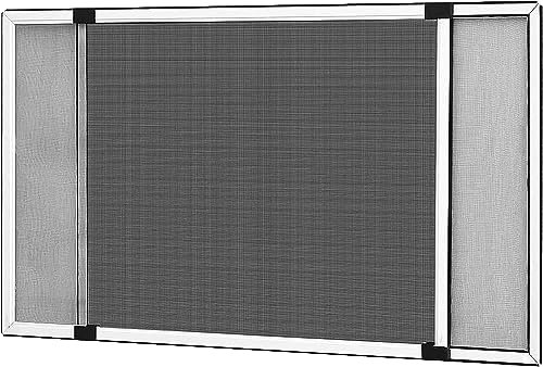 Mosquitera extensible de aluminio blanco, Mosquitera fija extensible color blanco adaptable a ventanas, anti-insectos (mosquitos o moscas) (70x100-190)