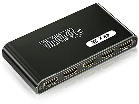 ORIKLON Splitter HDMI 1 in 4 Out, 4K @ 30Hz, alimentazione a 4 vie, supporta 3D, UHD, 1080P, compatibile con PC, Xbox, PS4, decoder via cavo, FireStick