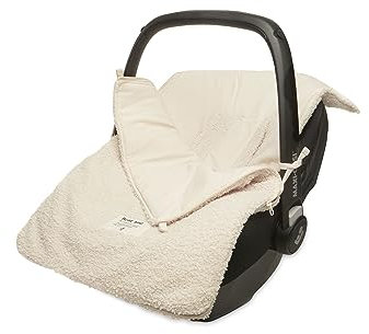 Jollein Fußsack Boucle Naturel - Teddy - Für Babyschale Kinderautositz Gruppe 0+ und Kinderwagen - Für 3-Punkt- und 5-Punkt-Gurt - Cremefarben